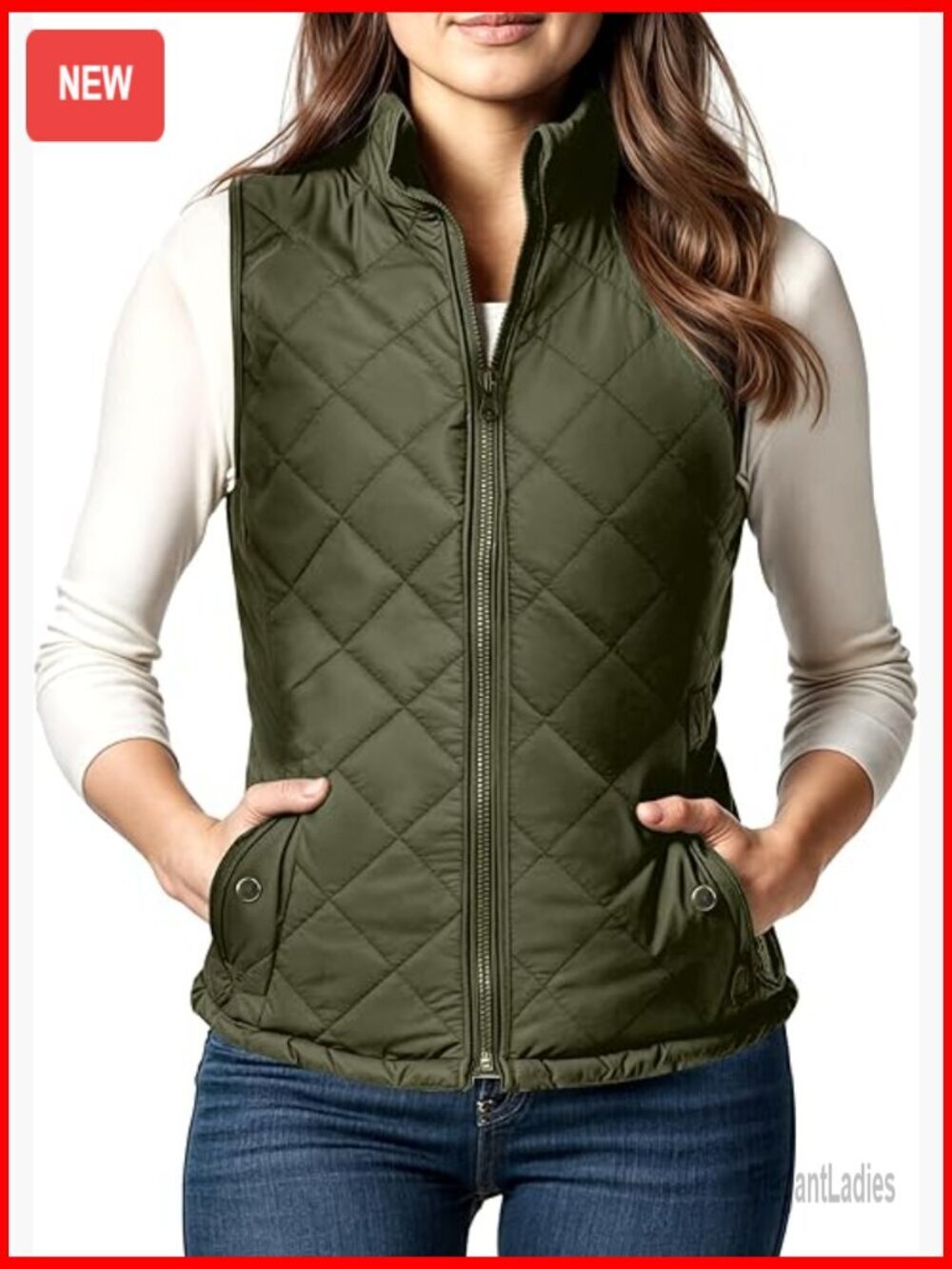 Lightweight Puffer Vest X-Large Quilted Stand Collar Zip Pockets